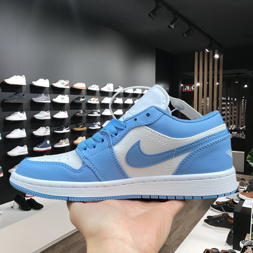 Giày thể thao J.D phối Xanh Dương Trắng thấp cổ Giày Sneaker Jordan 1 Xanh dương Bản Trung