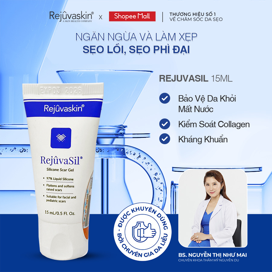 Gel Rejuvasil 15ml xóa mờ sẹo lồi/sẹo phì đại hiệu quả Được các bác sĩ khuyên dùng