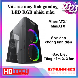 Vỏ case máy tính gaming đẹp rẻ tặng kèm 2,3 fan LED RGB nhiều màu