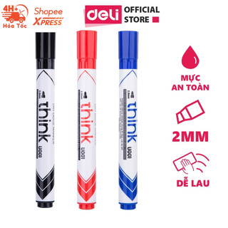 Bút lông viết bảng trắng xóa được deli 3 màu đen xanh đỏ - bút viết trơn mượt tiện dụng an toàn không độc hại eu00120