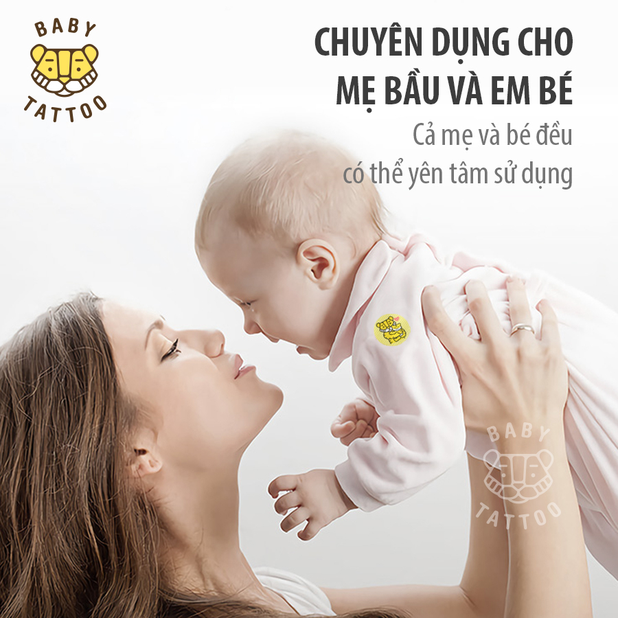 BABY TATTOO Miếng Dán Chống Muỗi, Côn Trùng Cho Trẻ Em Từ Thiên Nhiên Hương Thảo Dược Nhẹ Nhàng 1 hộp 24 miếng