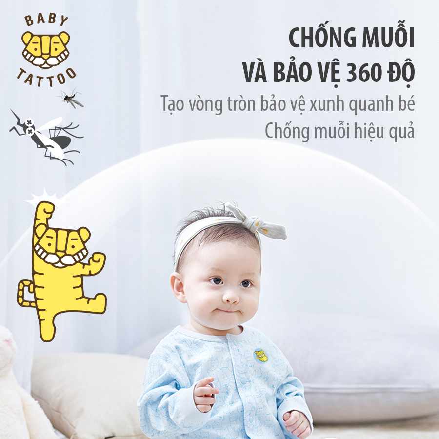 BABY TATTOO Miếng Dán Chống Muỗi, Côn Trùng Cho Trẻ Em Từ Thiên Nhiên Hương Thảo Dược Nhẹ Nhàng 1 hộp 24 miếng