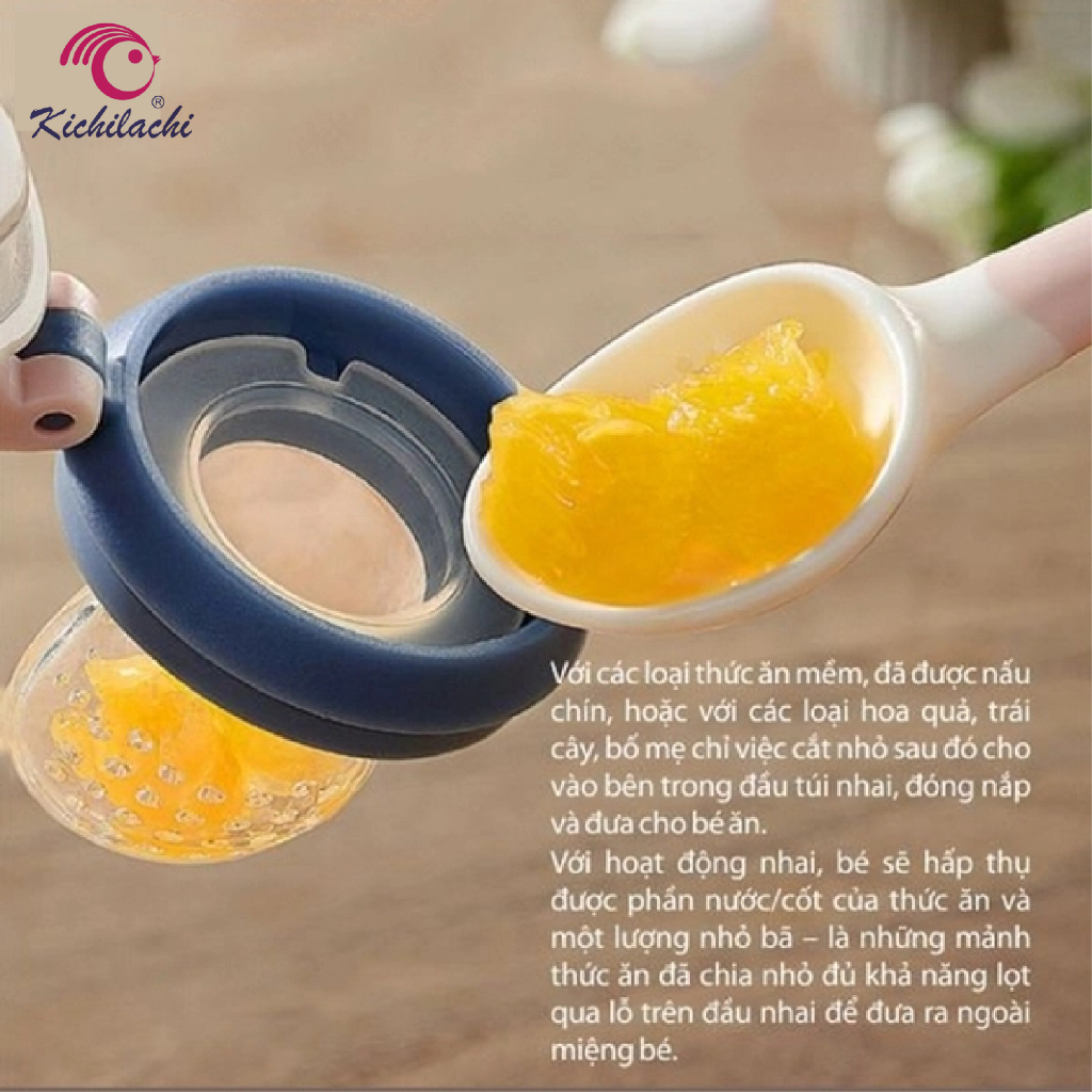 Túi Tập Ăn Dặm Chống Hóc Cá Heo Kichilachi - MẪU MỚI - CHÍNH HÃNG