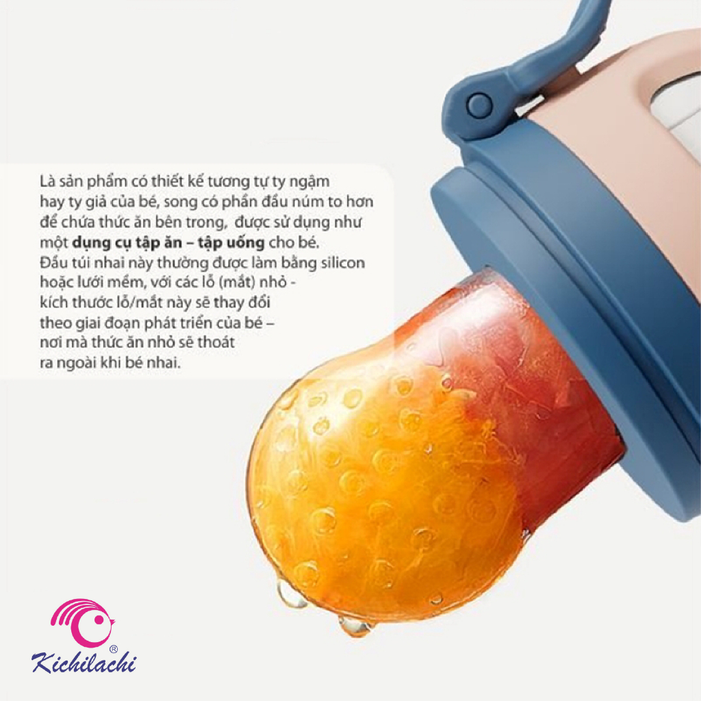 Túi Tập Ăn Dặm Chống Hóc Cá Heo Kichilachi - MẪU MỚI - CHÍNH HÃNG
