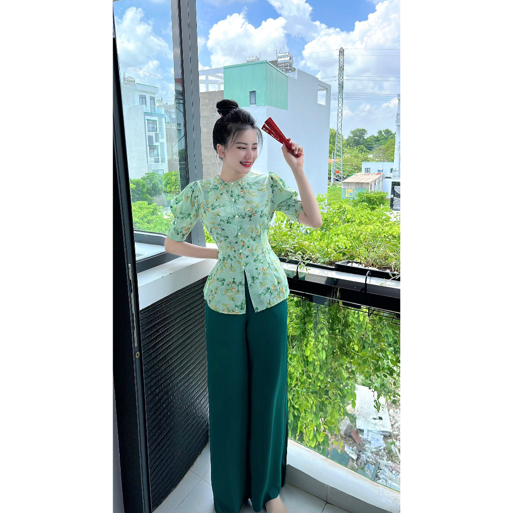 BỘ BÀ BA LỤA HOA 3D TAY PHỒNG