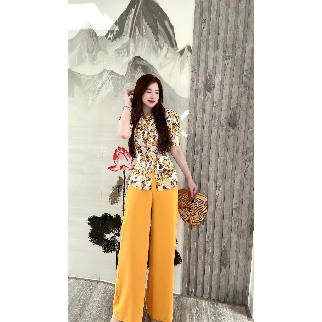 BỘ BÀ BA LỤA HOA 3D TAY PHỒNG