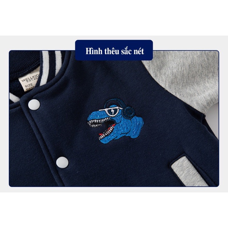 Áo khoác nỉ cho bé WELLKID áo nỉ bông dài tay họa tiết đáng yêu hàng xuất Âu Mỹ 2023