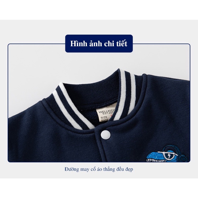 Áo khoác nỉ cho bé WELLKID áo nỉ bông dài tay họa tiết đáng yêu hàng xuất Âu Mỹ 2023