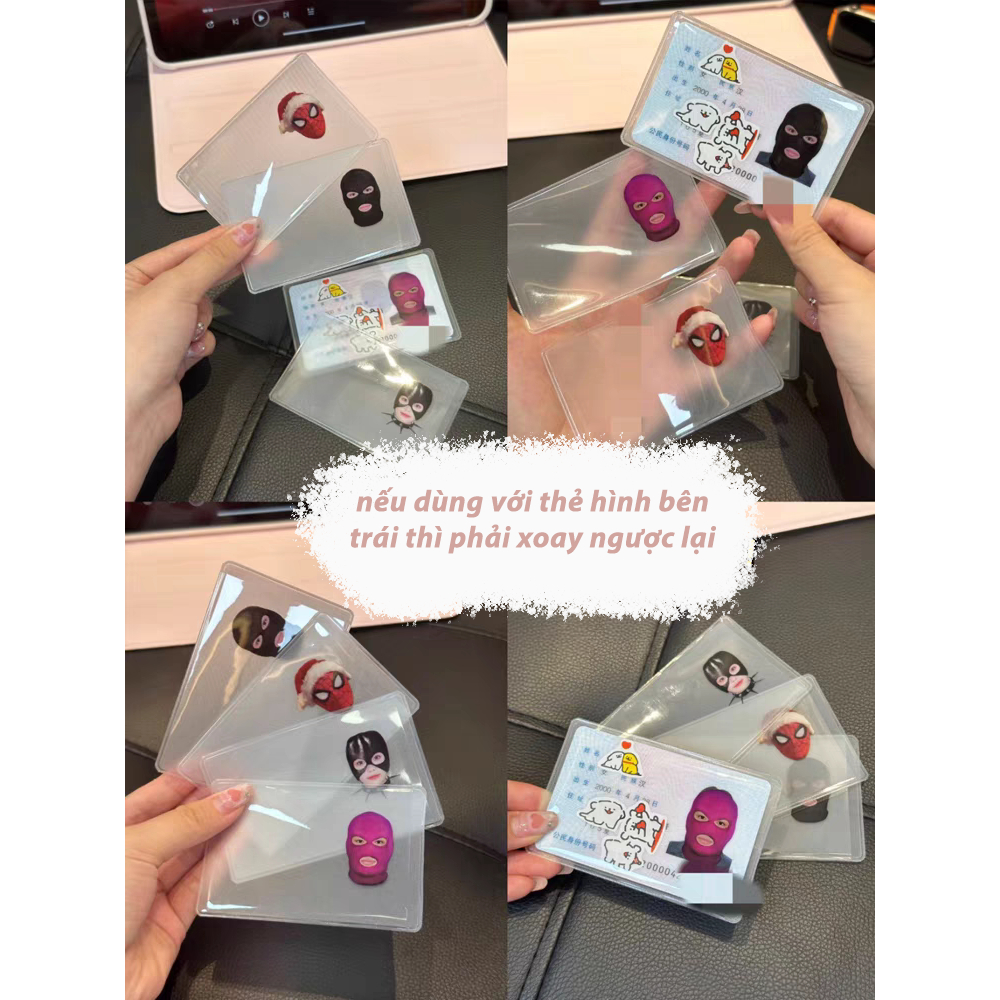 Bọc Thẻ Che Mặt Hình Sleeve Bao Thẻ Học Sinh Vui Nhộn Cho Người Hướng Nội