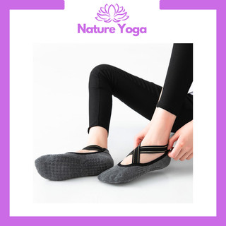Vớ tập yoga có hạt chống trượt Tipp cổ ngắn/ dây chéo bít mũi chân