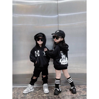 Áo nỉ hoodie cho bé hình kaws off white, áo nỉ mũ có túi trẻ em, TP KIDS,