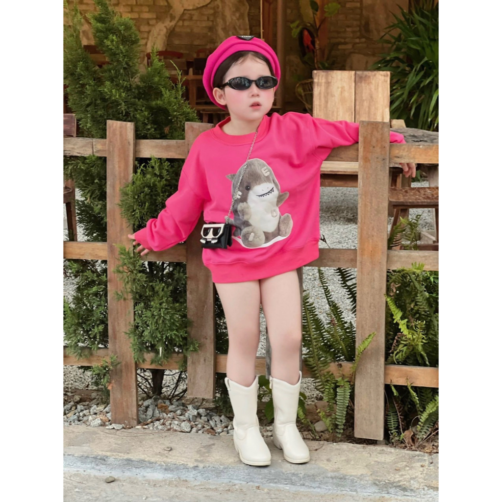 Áo nỉ cổ tròn cho bé hình baby shark, áo nỉ sweater cho bé,TP KIDS,[M468]