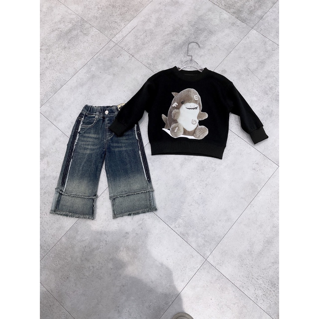 Áo nỉ cổ tròn cho bé hình baby shark, áo nỉ sweater cho bé,TP KIDS,