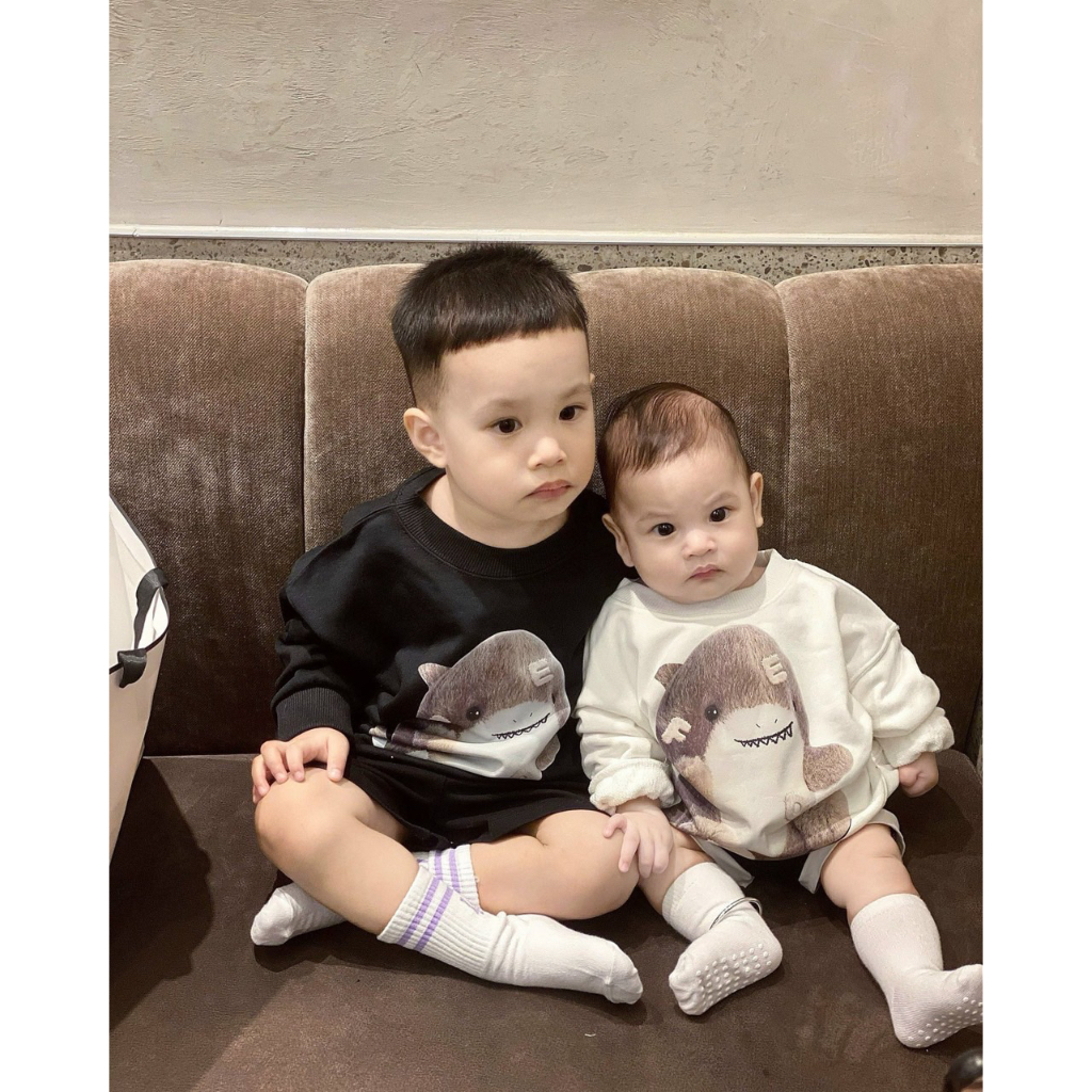 Áo nỉ cổ tròn cho bé hình baby shark, áo nỉ sweater cho bé,TP KIDS,