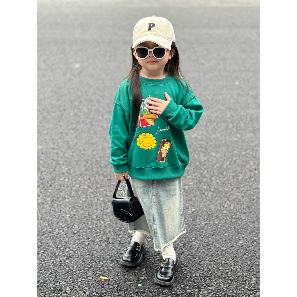Áo nỉ cổ tròn cho bé hình LV Smoking, áo sweater trẻ em,TP KIDS,[M427]