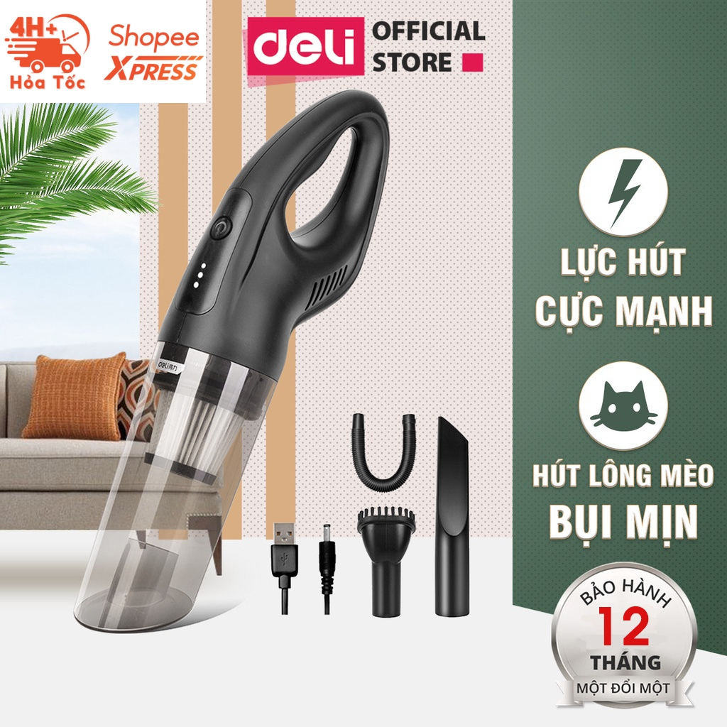 Máy Hút Bụi Cầm Tay Mini Không Dây Deli - Làm Sạch Cho Ô Tô, Đồ Dùng Trong Gia Đình - Nhỏ Gọn, Dễ Sử Dụng