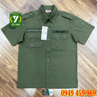 Áo Sơ Mi Lính Nam Cộc Tay Túi Hộp Màu Xanh Rêu / Rằn Ri / Đen - Mã A205