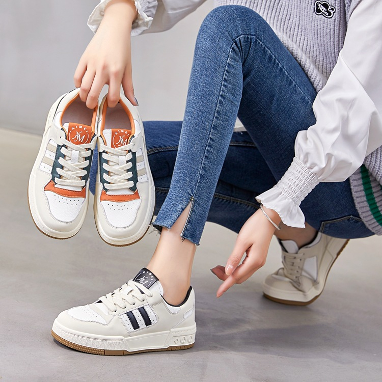 Giày thể thao nữ độn đế 4cm đế bằng tăng chiều cao siêu nhẹ thoáng khí phối màu trẻ trung đi học đi làm đi chơi, M50