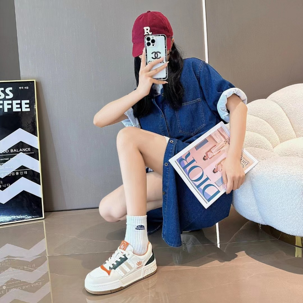 Giày thể thao nữ độn đế 4cm đế bằng tăng chiều cao siêu nhẹ thoáng khí phối màu trẻ trung đi học đi làm đi chơi, M50