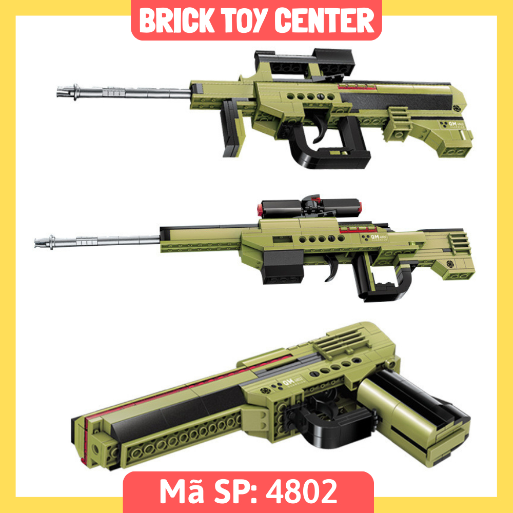 Súng đồ chơi lắp ráp Qman xếp được 3 mô hình súng 200+ chi tiết