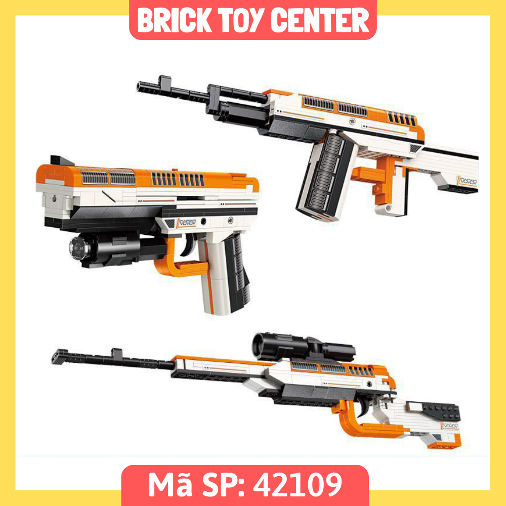 Súng đồ chơi lắp ráp Qman xếp được 3 mô hình súng 200+ chi tiết