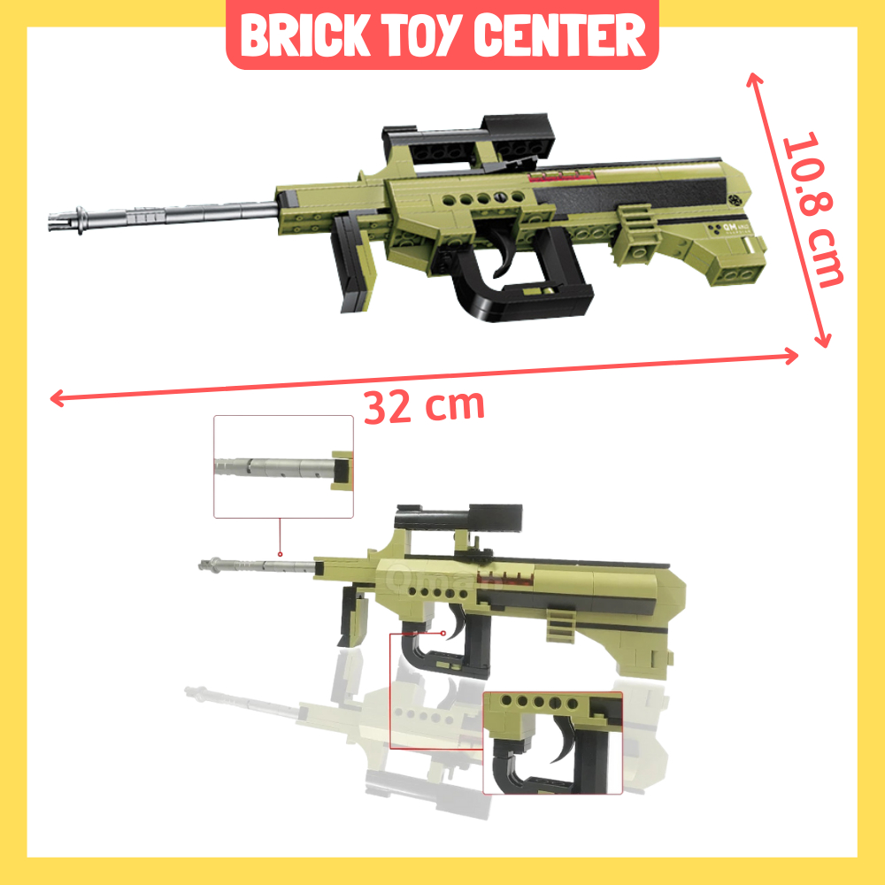 Súng đồ chơi lắp ráp Qman xếp được 3 mô hình súng 200+ chi tiết