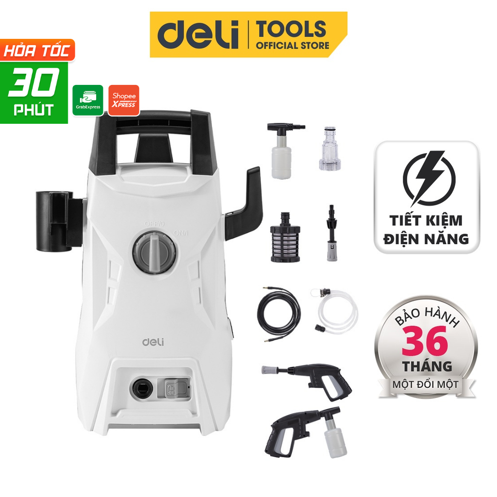 Máy Xịt Rửa DELI Áp Lực Cao - Bảo Hành 36 Tháng - Phun Rửa Đa Năng, Tối Đa Công Suất, Tiết Kiệm Điện Năng - Dáng Đứng
