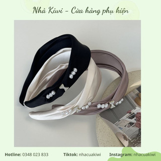 Băng đô cài tóc vải lụa satin phong cách tiểu thư