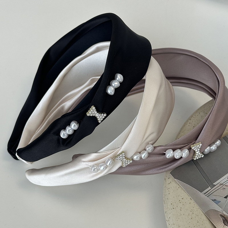 Băng đô cài tóc vải lụa satin phong cách tiểu thư