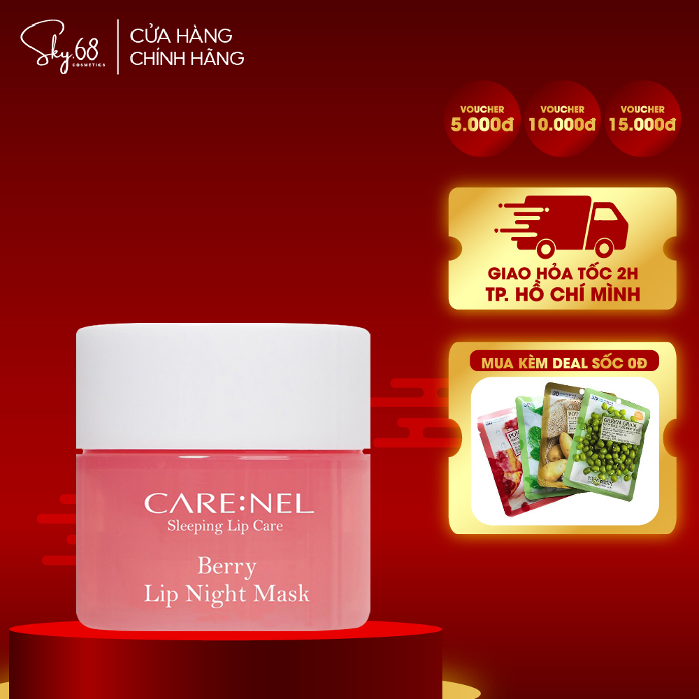 Mặt Nạ Ngủ Môi Care:Nel Berry Lip Night Mask Dưỡng Ẩm, Hồng Môi 5g - Hương Dâu