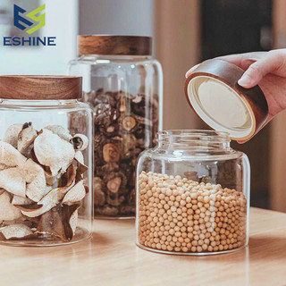 Lọ thủy tinh nắp gỗ đựng hạt, đồ khô