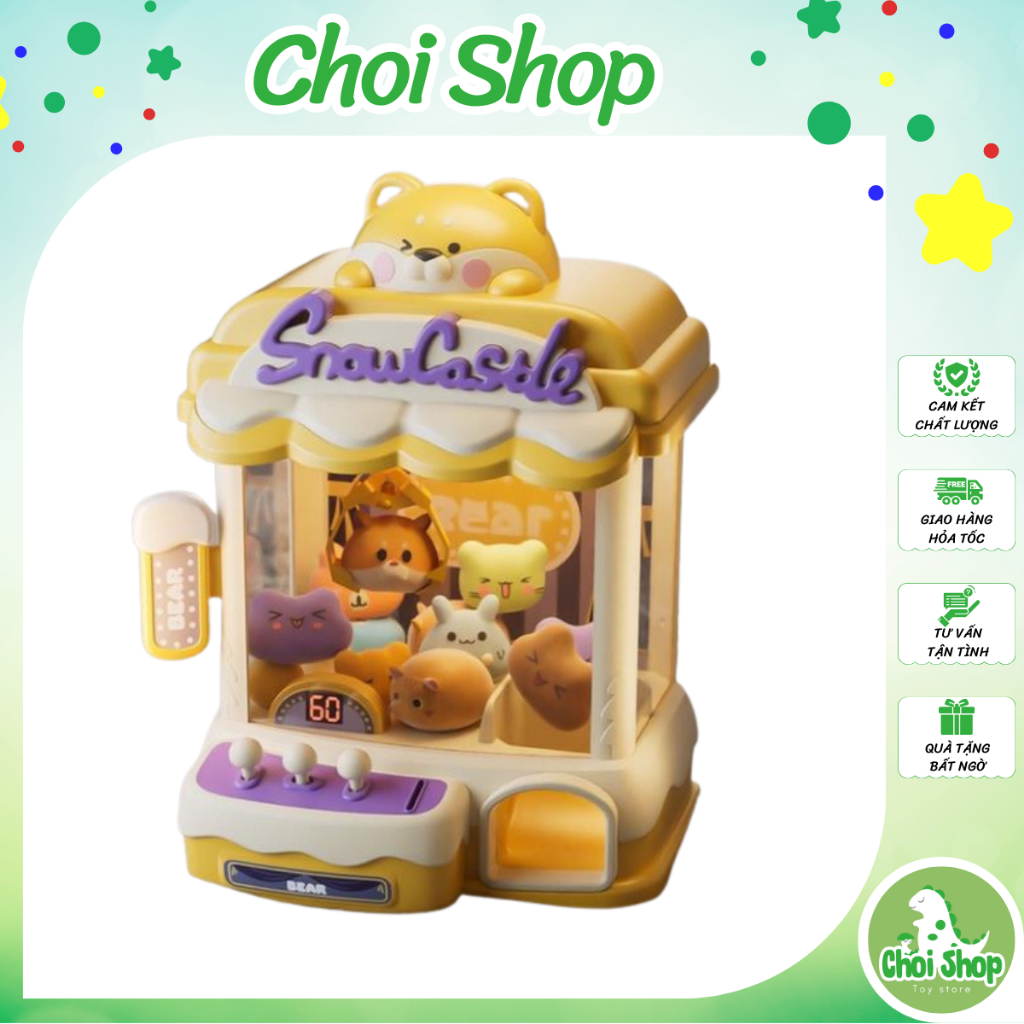 Đồ Chơi Gắp Gấu Cho Bé, Máy Gắp Thú Bông Mẫu Chó Shiba Snowcastle Có Nhạc Có Đèn, Sẵn Nhiều Gấu Bông