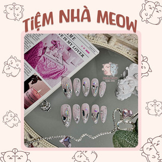 Nail box thiết kế - tiệm nhà meow full đá flash cầu vồng - t261