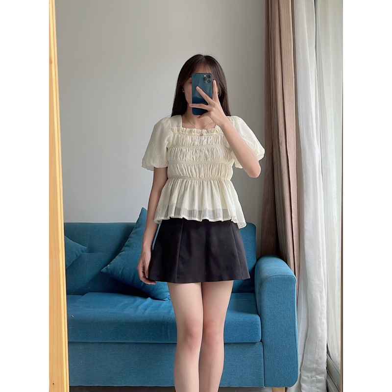 Áo cổ vuông tay bồng lưng chun Mai Anh_Clothing