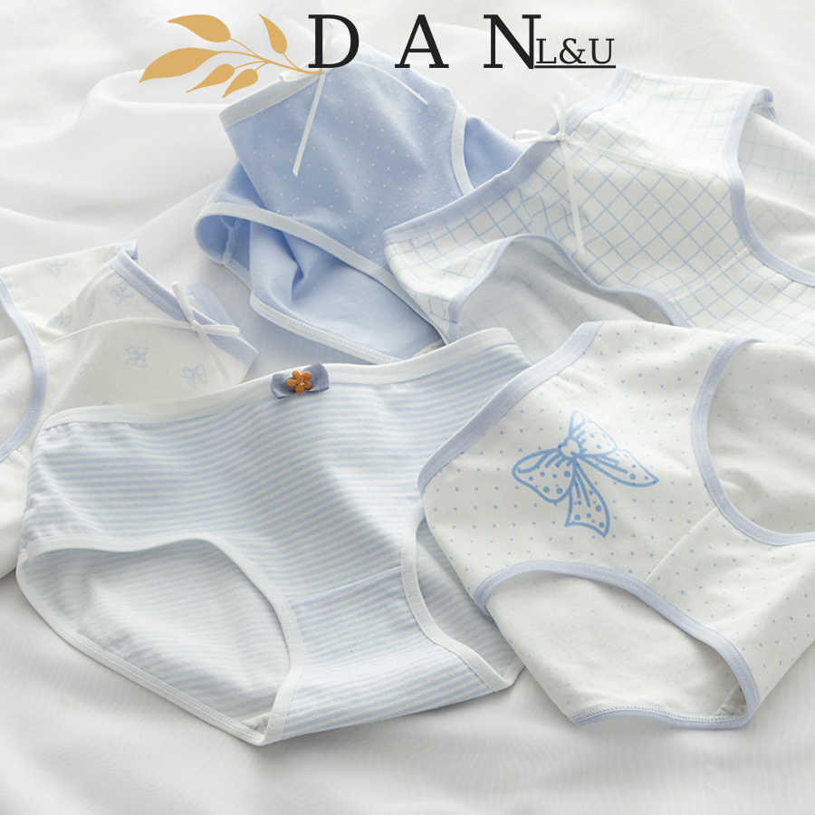 Quần Lót Nữ Cotton Cao Cấp Hoạ Tiết Nơ Xanh Dễ Thương Kháng Khuẩn DAN L&U 237