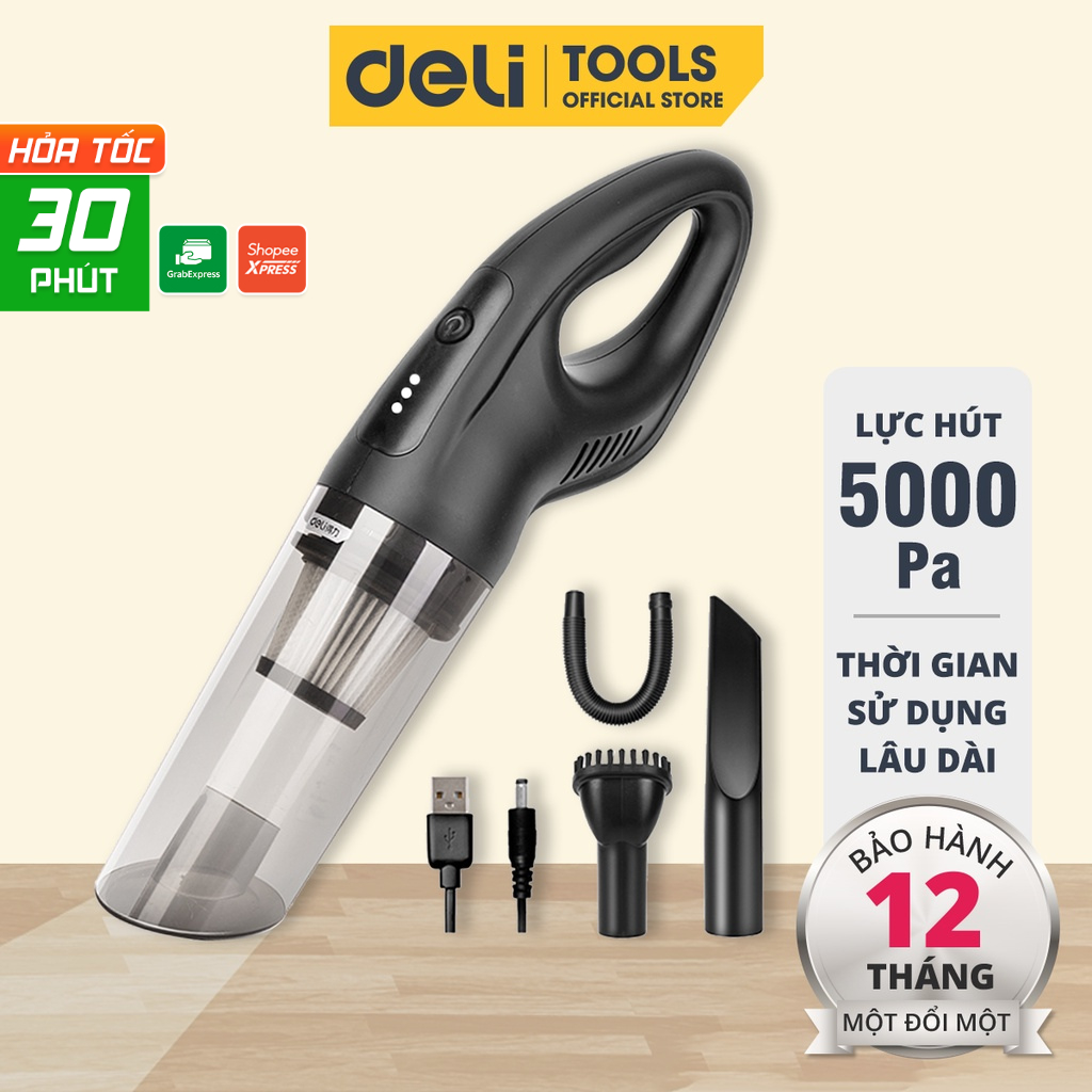Máy Hút Bụi Cầm Tay Mini Không Dây Deli - Làm Sạch Cho Ô Tô, Đồ Dùng Trong Gia Đình - Nhỏ Gọn, Dễ Sử Dụng DL8080 DL8081