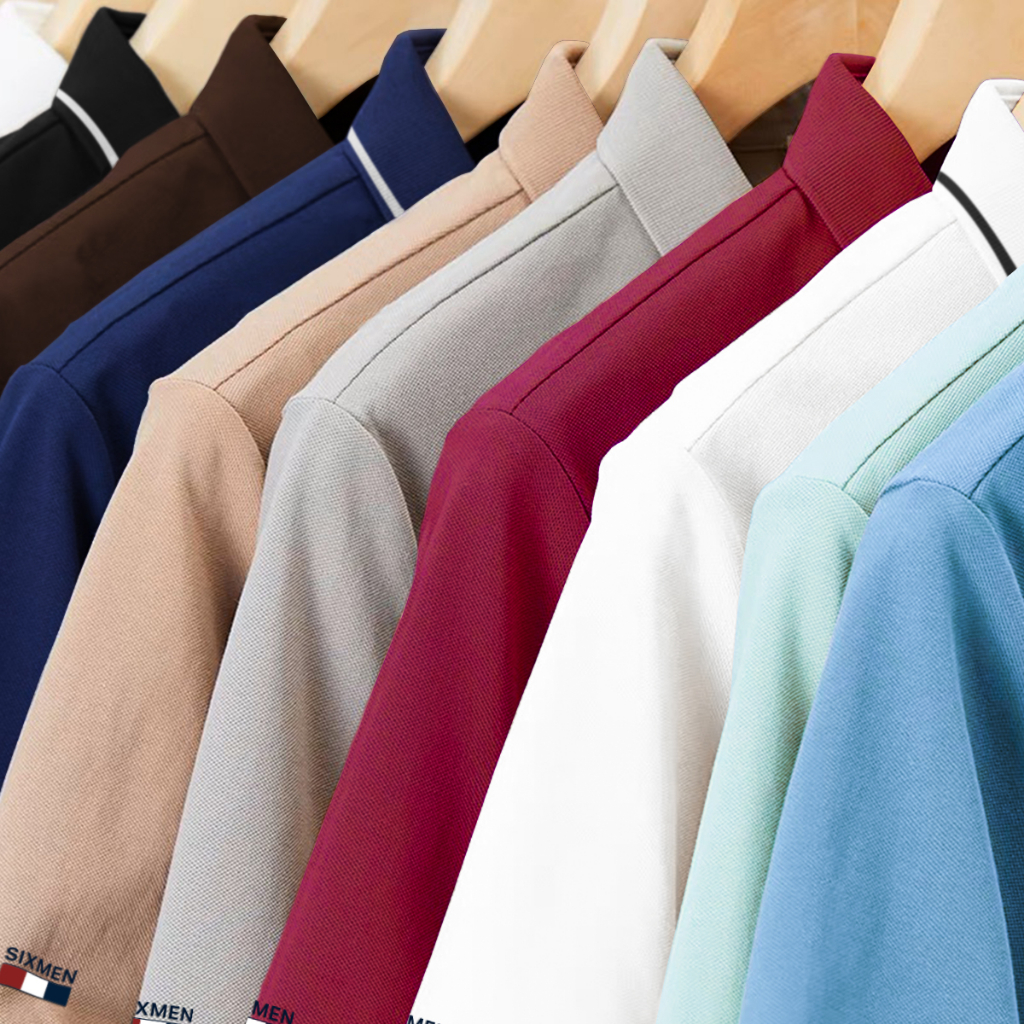 Áo polo nam cao cấp có cổ SIXMEN  - PRIMEI Áo polo đen vải cá sấu cotton CVC thoáng mát thanh lịch