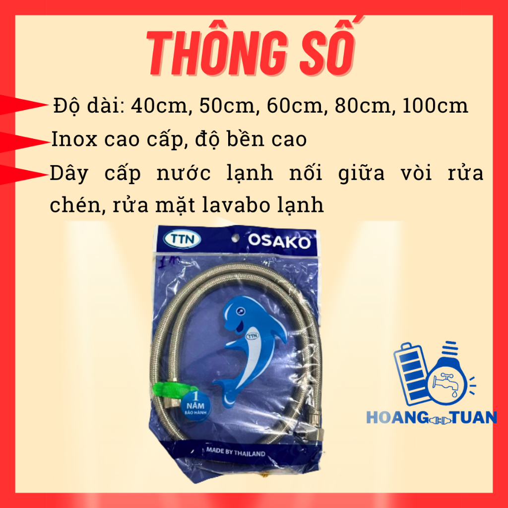 Dây cấp nước inox cao cấp dài 40, 50, 60, 80, 100cm, dây cấp nước inox lavabo, bồn chén, bồ cầu