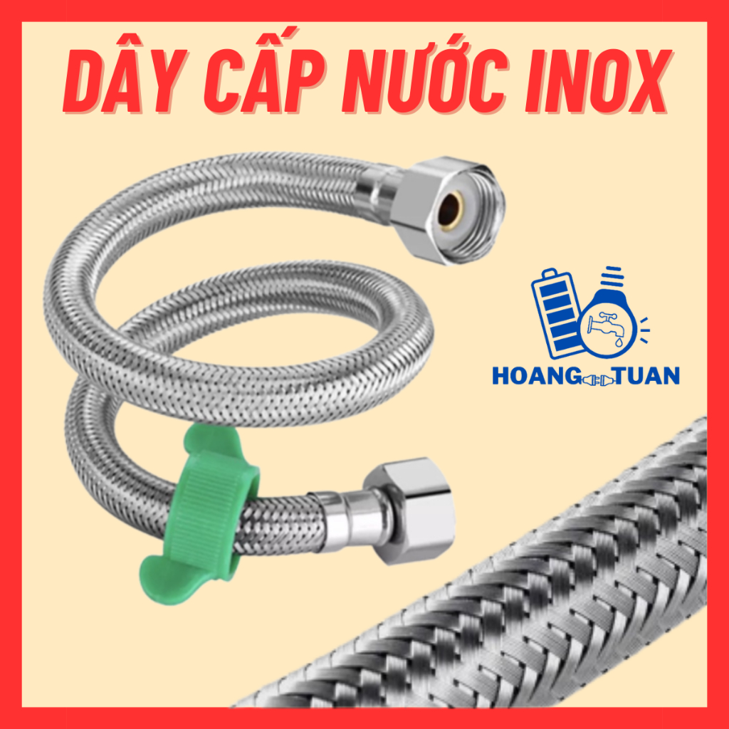 Dây cấp nước inox cao cấp dài 40, 50, 60, 80, 100cm, dây cấp nước inox lavabo, bồn chén, bồ cầu