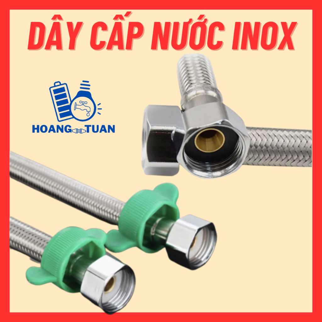 Dây cấp nước inox cao cấp dài 40, 50, 60, 80, 100cm, dây cấp nước inox lavabo, bồn chén, bồ cầu