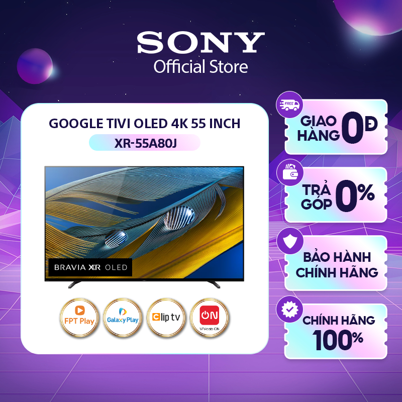 Google Tivi OLED Sony 4K Ultra HD 55 inch XR-55A80J - Miễn Phí Lắp Đặt