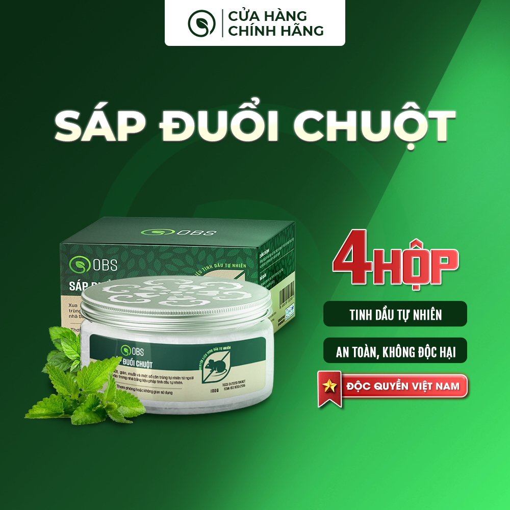 Sáp Đuổi Chuột OBS đuổi Chuột và Côn Trùng Sử Dụng Tinh Dầu Tự Nhiên An Toàn với Mẹ Bầu và Trẻ Nhỏ hộp 100g