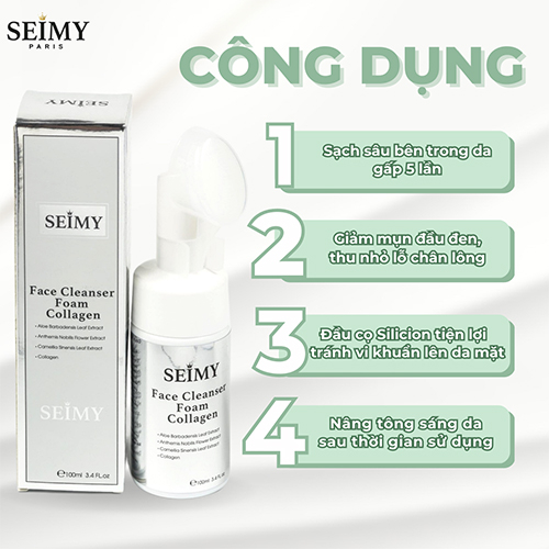 [CHÍNH HÃNG] Sữa rửa mặt đầu cọ tạo bọt - Face Cleanser Foam Collagen sạch sâu, tiện lợi