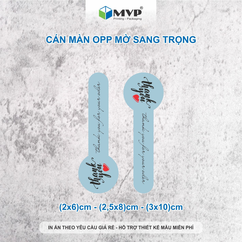 Tem dán thank you dài, tem dán niêm phong chai hộp nhiều màu pastel, Decal giấy cán màng OPP mờ