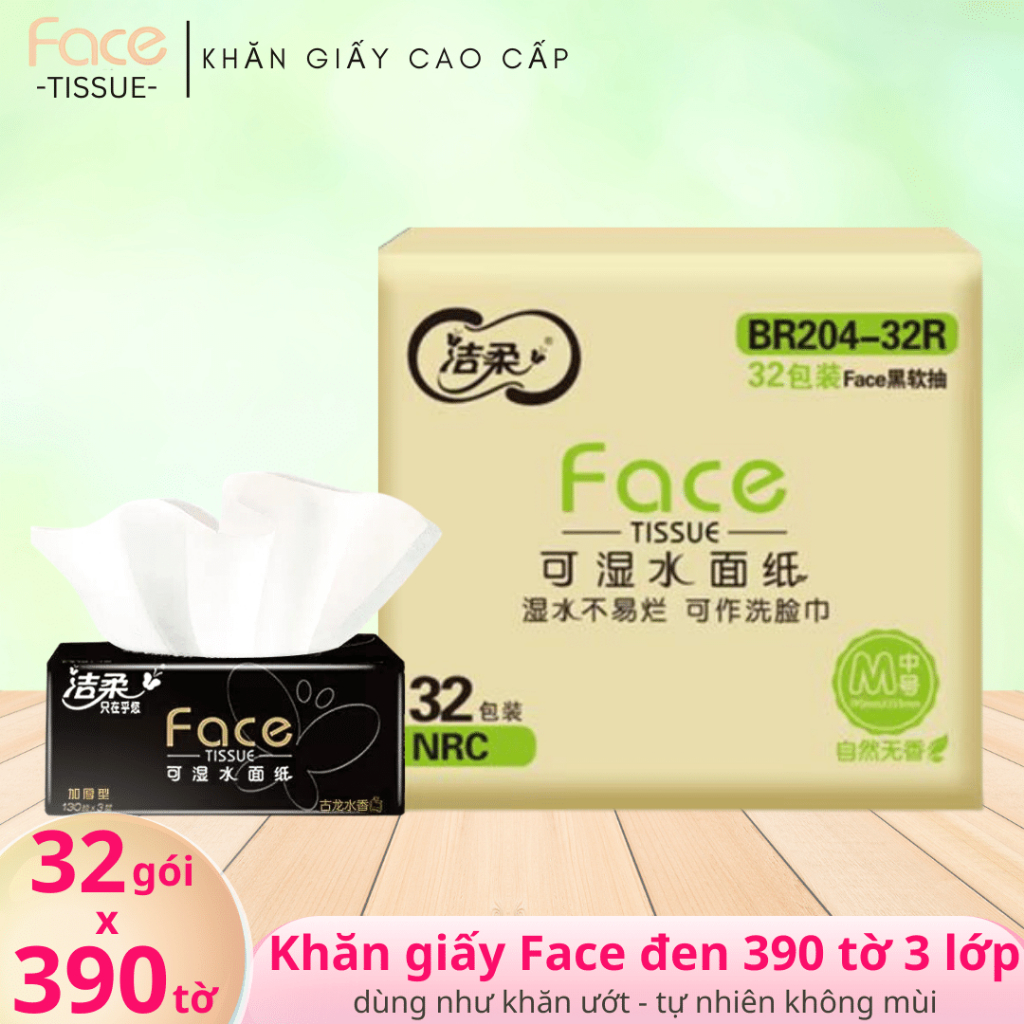 32 gói khăn giấy Face đen 0 mùi 390 tờ cao cấp mịn sạch- Face Tissue, giấy ăn rút giấy face đen, giấ