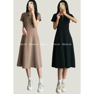 ( shop tự chụp ) Váy polo cổ bẻ khoá dáng dài ôm eo siêu tôn dáng myra - Vaypolokeokhoa8848