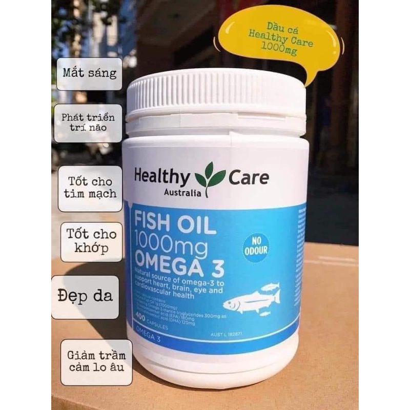 Dầu cá Omega 3 fish oil omege-3 healthycare 400v hàng chính hãng.