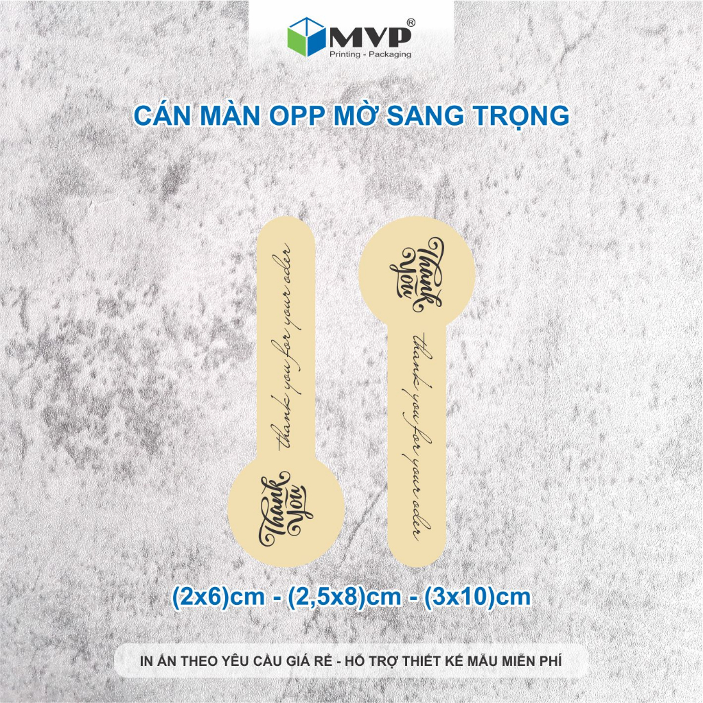 Tem dán thank you dài, tem dán niêm phong chai hộp nhiều màu pastel, Decal giấy cán màng OPP mờ