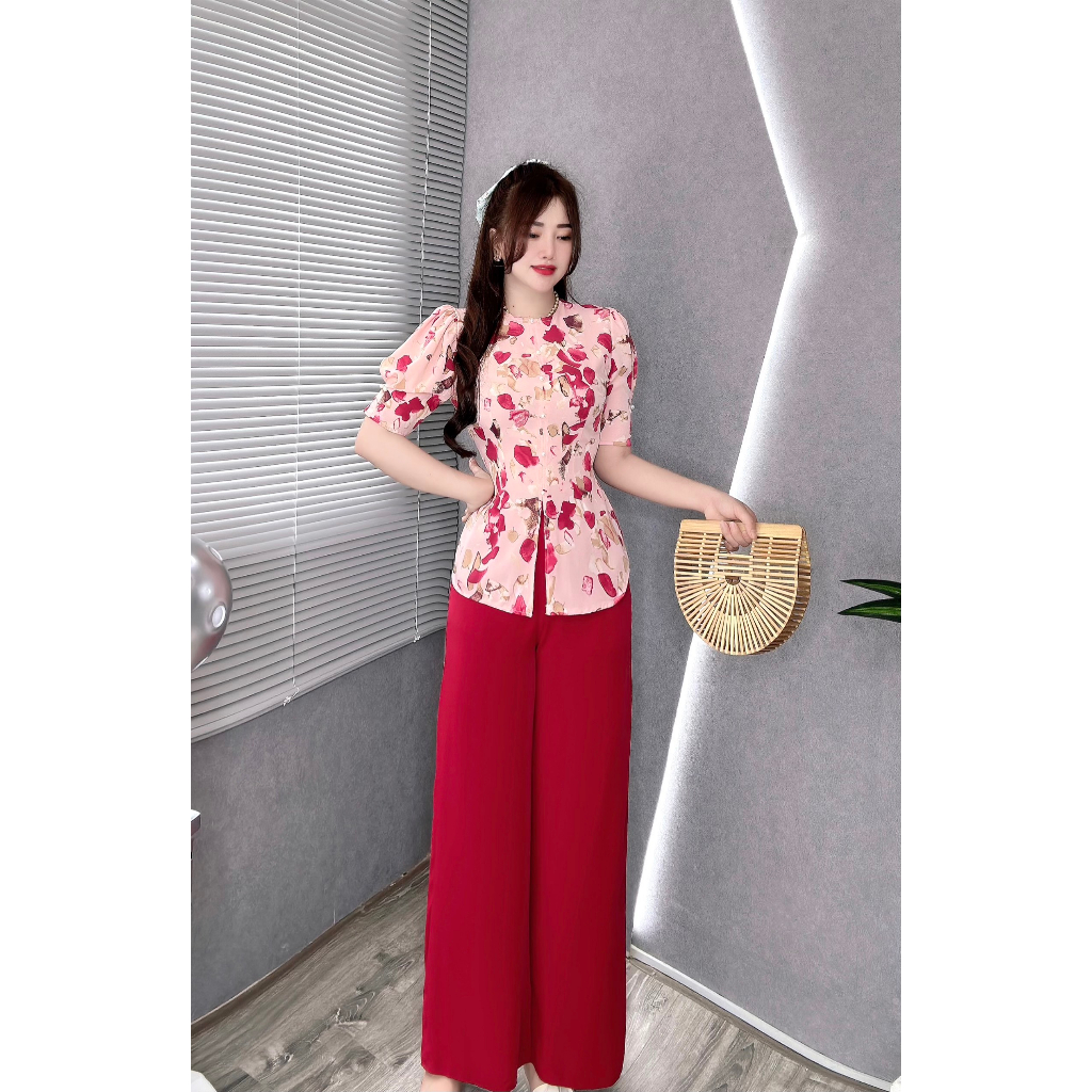 BỘ BÀ BA LỤA HOA 3D TAY PHỒNG