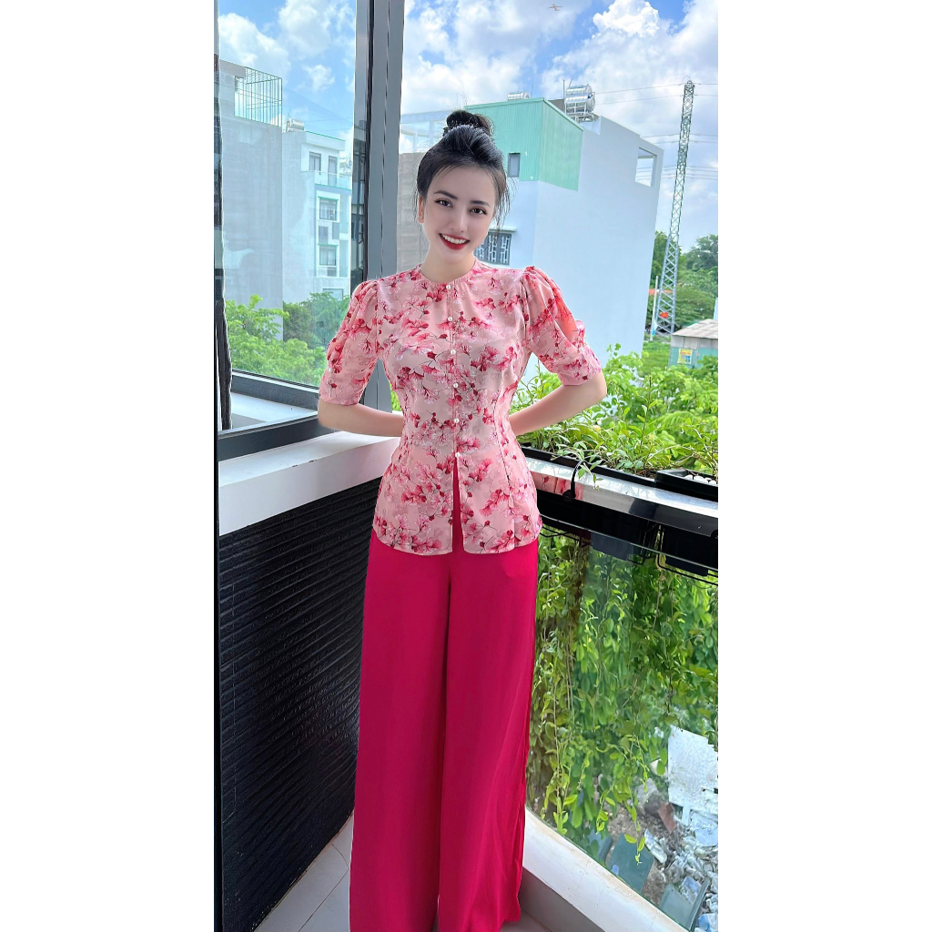 BỘ BÀ BA LỤA HOA 3D TAY PHỒNG